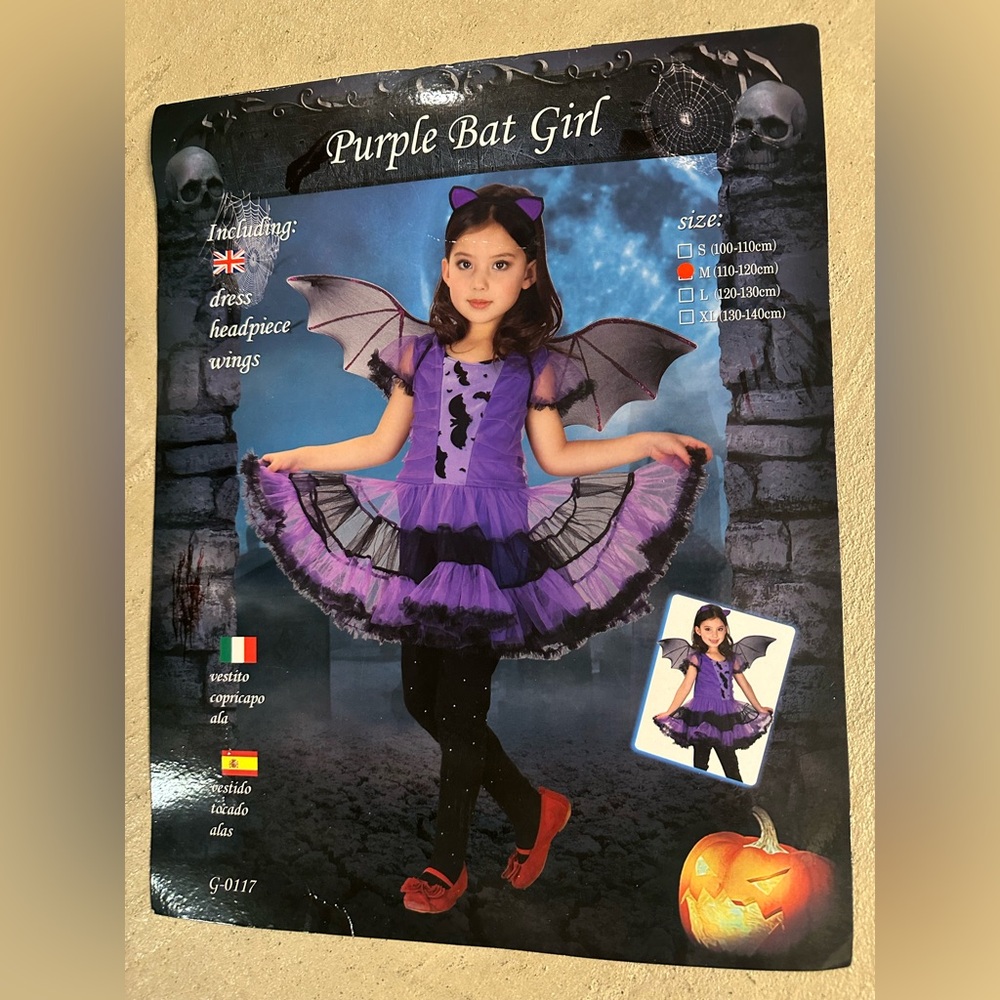 Purple Bat Girl Costume with Wings